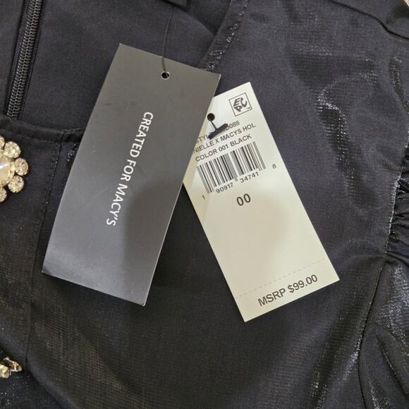 Danielle Bernstein Women’s Size 00 Puff Sleeve Satin Black Mini Dress MSRP $99 - Picture 8 of 14